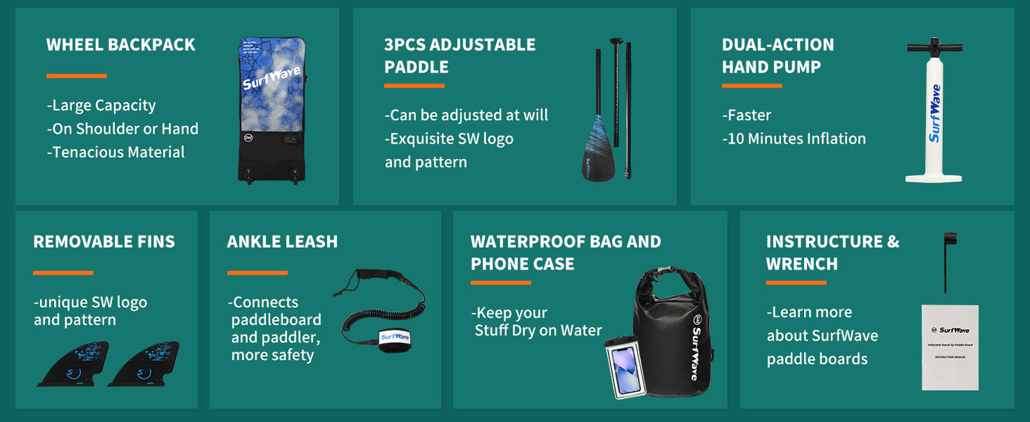 Inflatable Stand Up Paddle Board 11'x34"x6" With Accessories