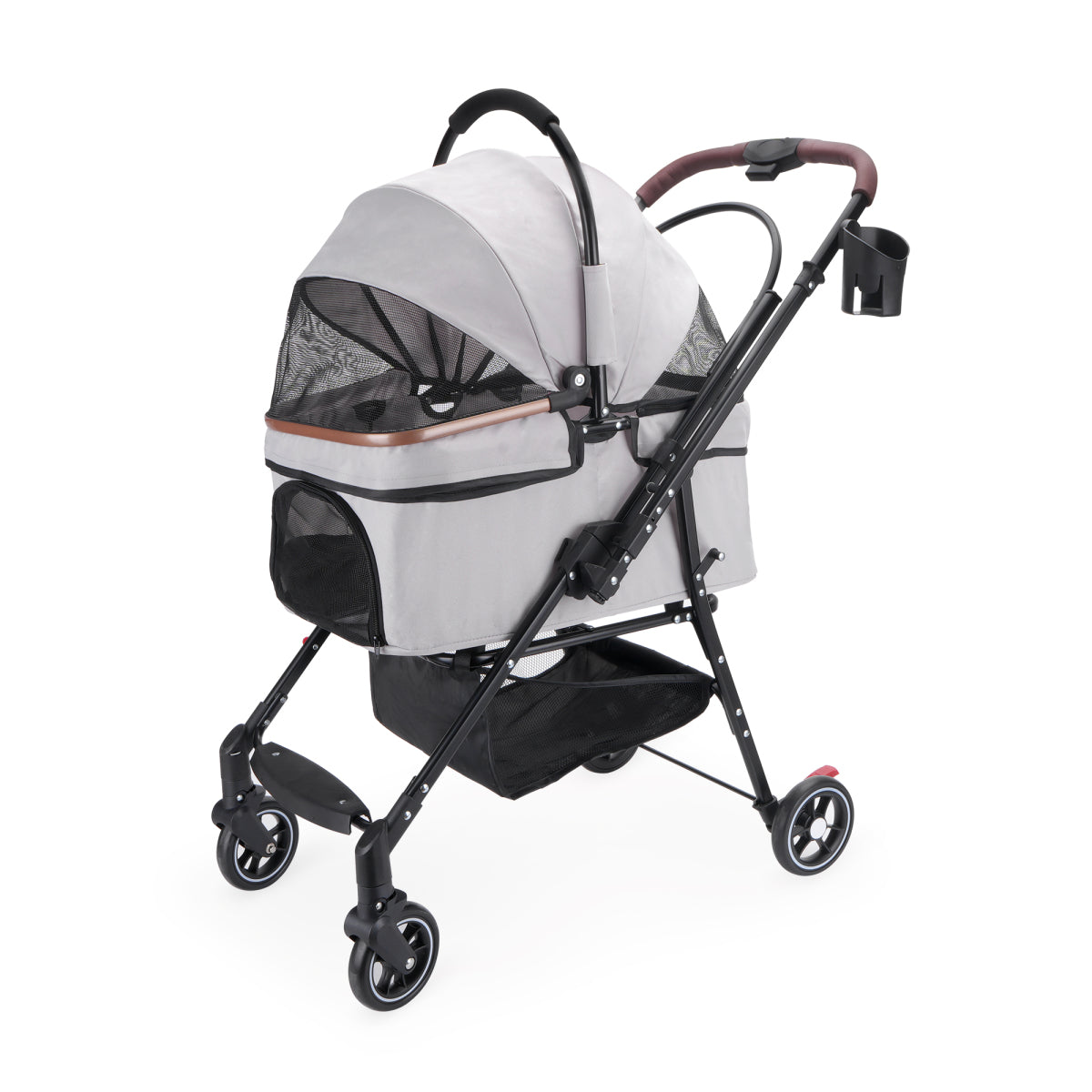 4-Wheel Foldable Pet Stroller for Dogs & Cats  360° Rotating Wheels, Separable Carrier & Travel Bag for Small Animals