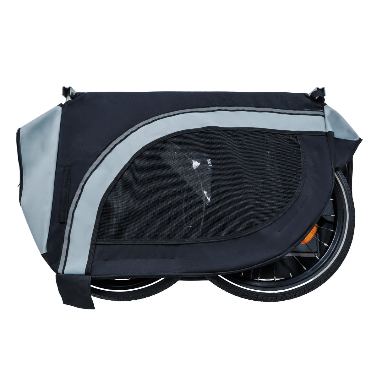 Large Folding Bike Trailer for Dogs – 100LB Capacity All-Terrain Pet Carrier, Durable Steel Frame for Cycling, Jogging, Camping & Outdoor Adventures, Black- Grey 20 1/8 width fat tire,extra mat inside