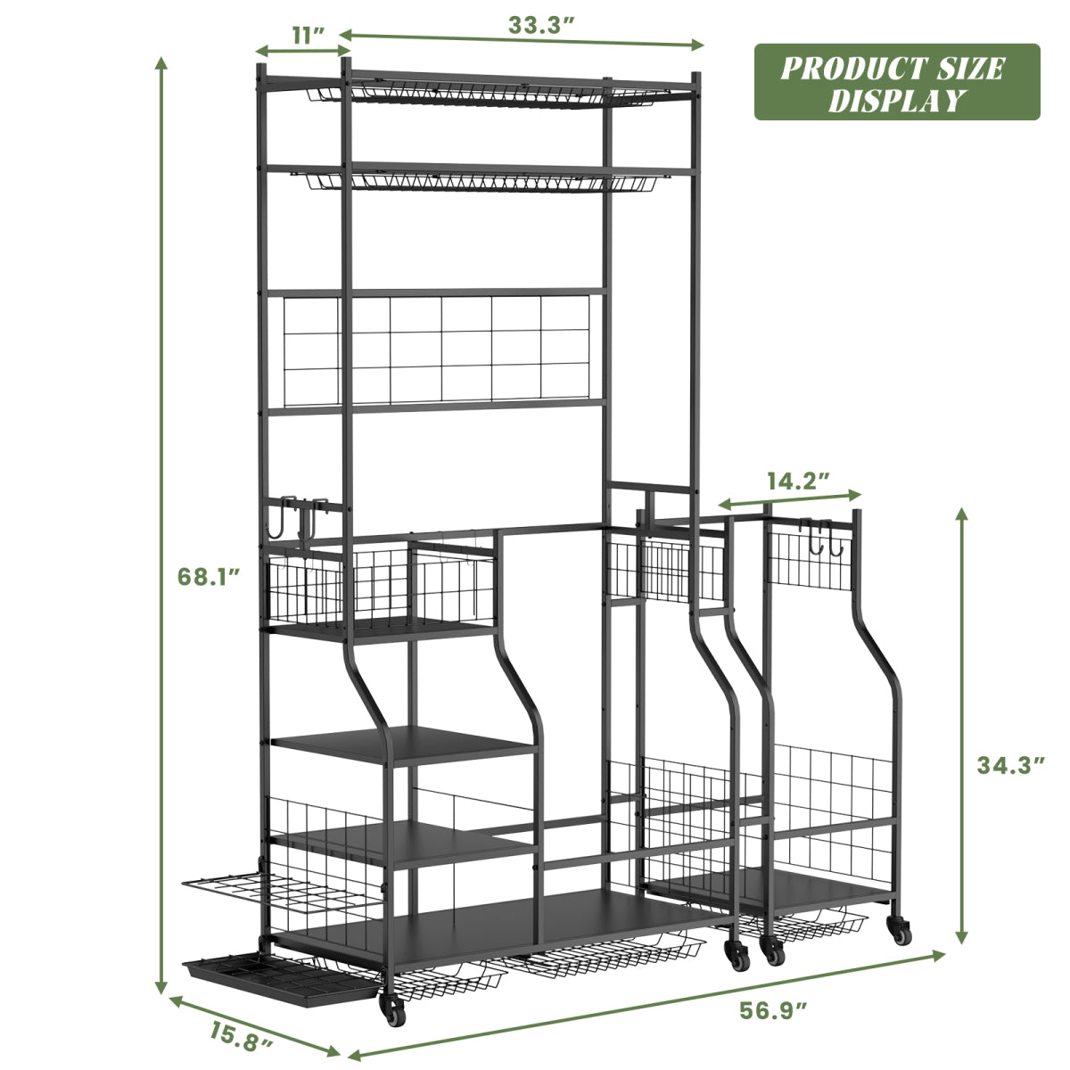 Golf Bag Storage Garage Organizer,Golf Club Bag Storage Rack for Garage, Extra Storage Rack for Golf Clubs,Golf Bag Organizer Fit for Garage,Shed,Basement