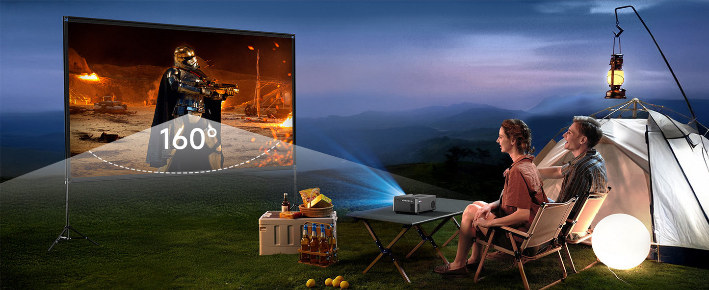 Projector Screen with Stand 100 Inch, 16:9 4K HD Portable Projector Screen Indoor Outdoor, Foldable Wrinkle-Free Movie Screen 160° Front Rear Projection Screen with Carry Bag for Home Movie