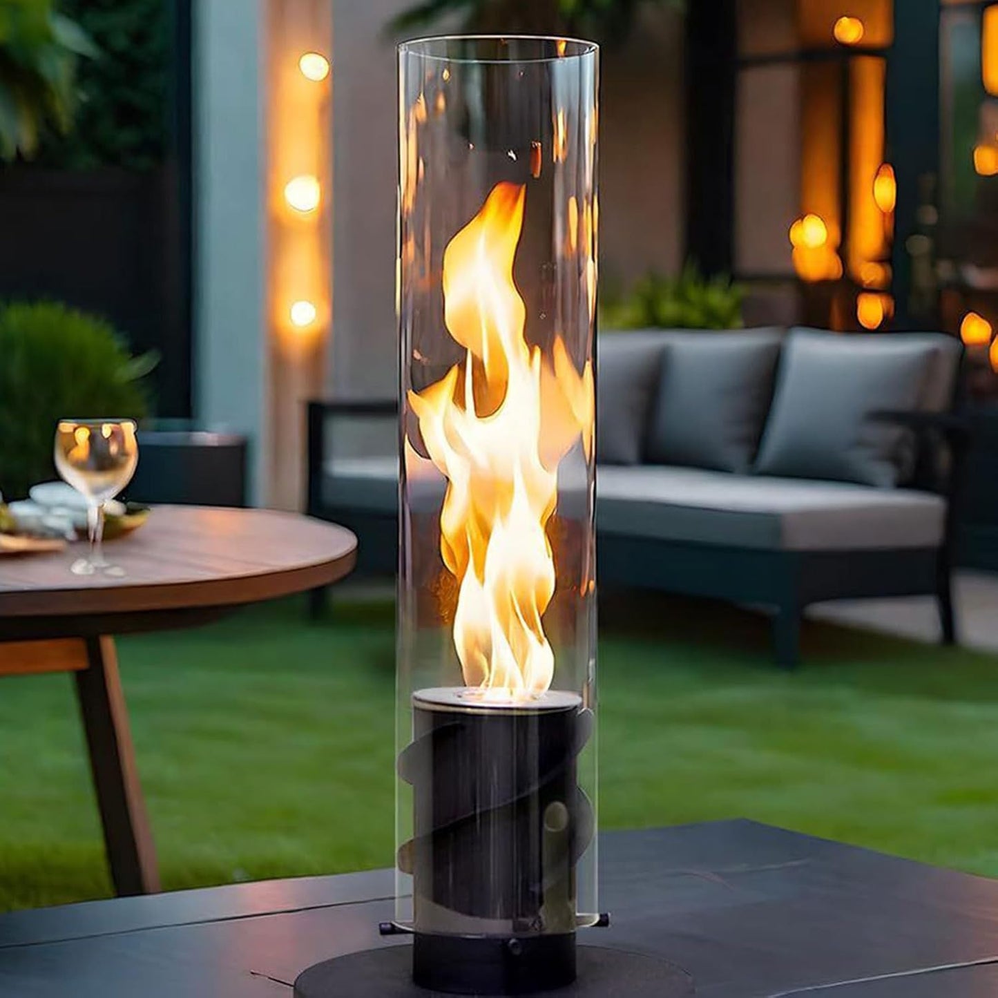 Table Top Fireplace - Indoor Fire Pit Tabletop Swivel Flame, Stainless Steel Burner | 1 Set Decoration Fireplaces Light for Nightstand Balcony Bedroom Home Birthday Parties Housewarming Movie