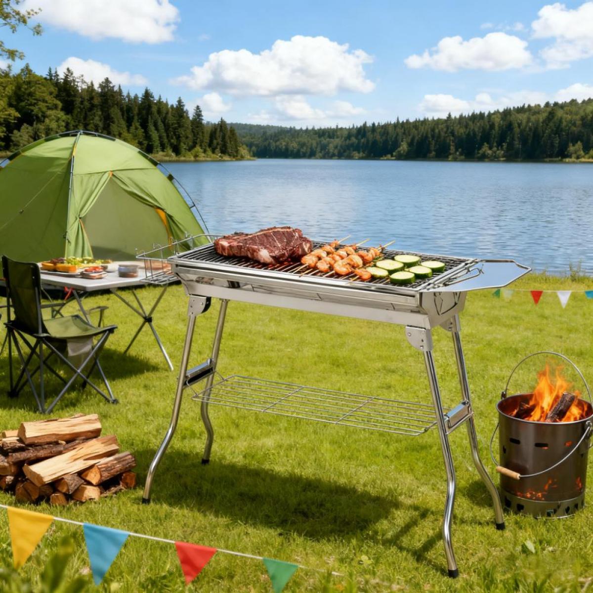 Folding Charcoal BBQ Grill,Portable Charcoal Barbecue Grill,Camp Picnic Cooker