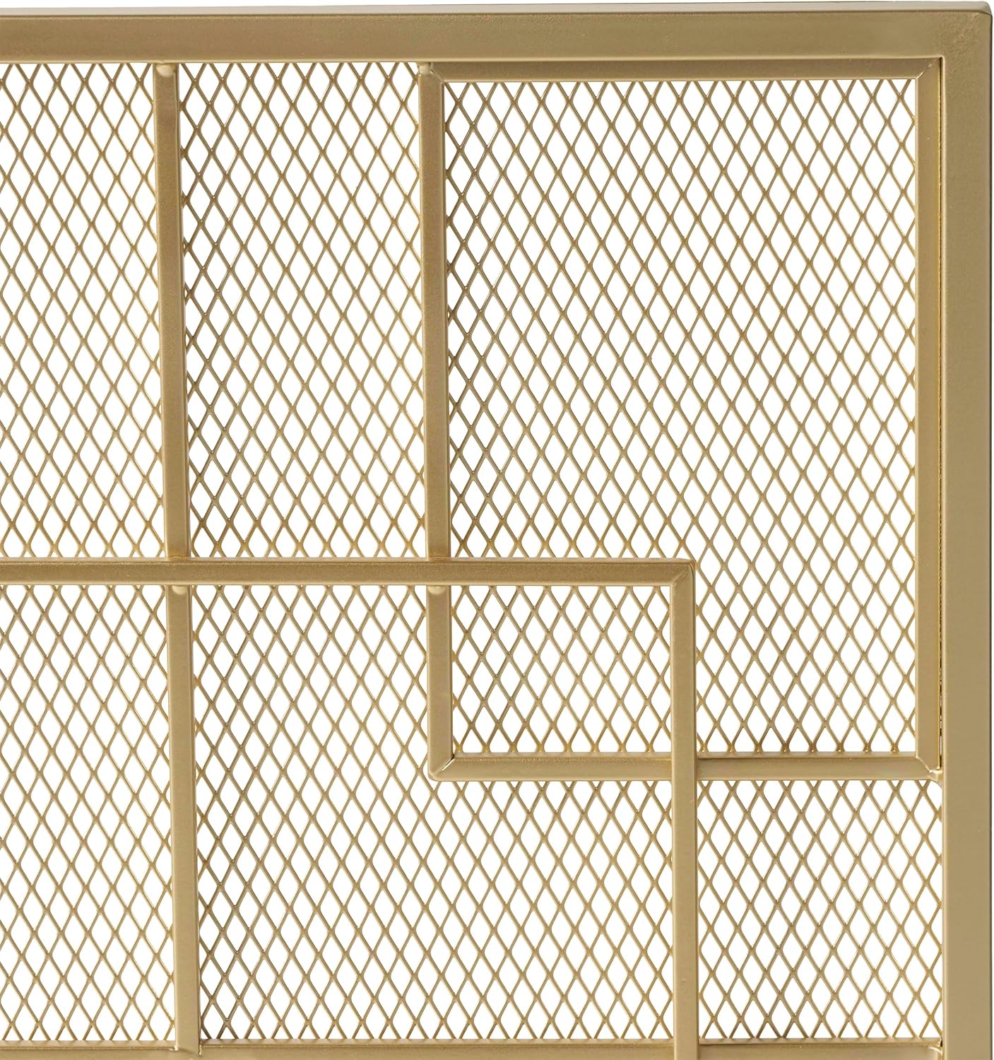 1 Panel Fireplace Screen, Lightweight Iron Fire Spark Guard for Living Room, Modern Fire Place Protector Gate for Home, Geometric Design， 41" x 30.75", Gold