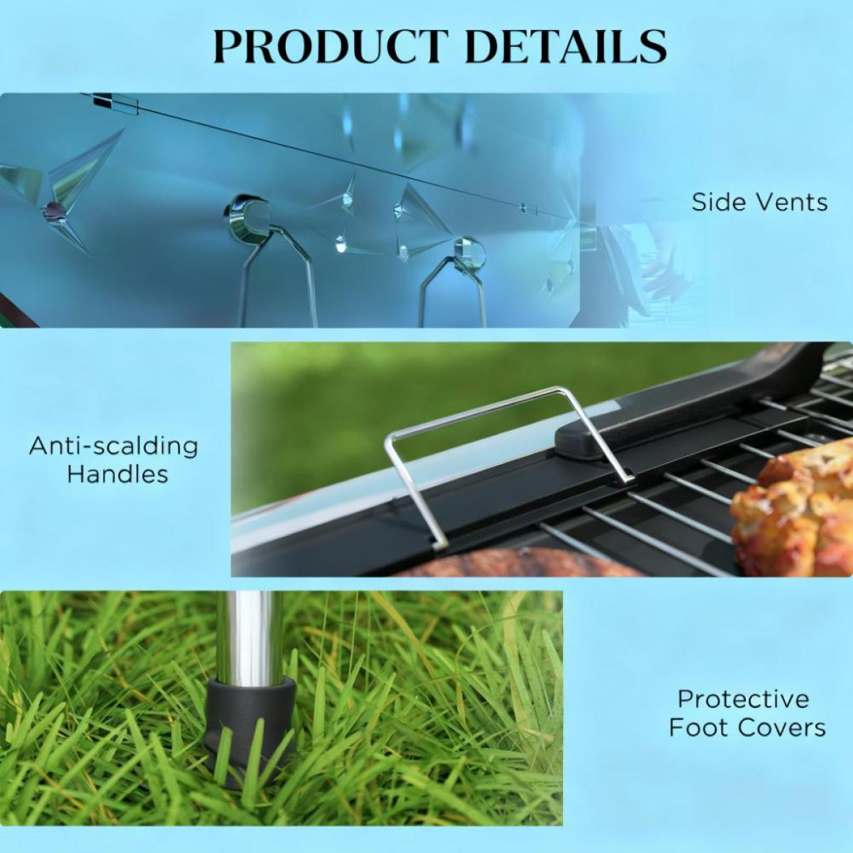 Folding Charcoal BBQ Grill,Portable Charcoal Barbecue Grill,Camp Picnic Cooker