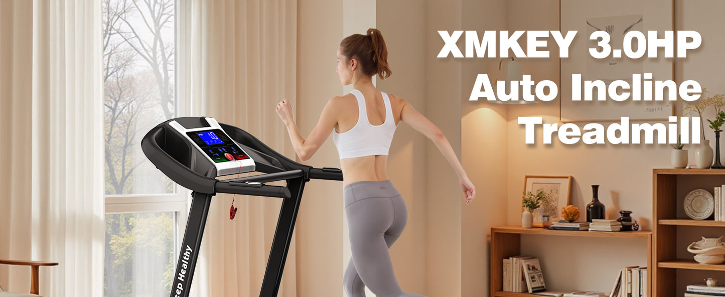 FYC Foldable Treadmill with Auto Incline (0-15°) – 3.5HP Quiet Motor, 400 lb Capacity, Bluetooth Speakers, APP Control, Shock Absorption, LCD Display & Heart Rate Monitor – Folding Treadmill for Home