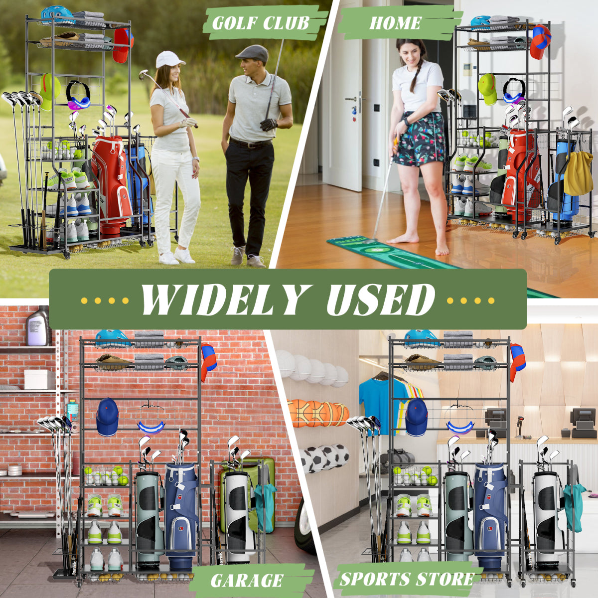 Golf Bag Storage Garage Organizer,Golf Club Bag Storage Rack for Garage, Extra Storage Rack for Golf Clubs,Golf Bag Organizer Fit for Garage,Shed,Basement