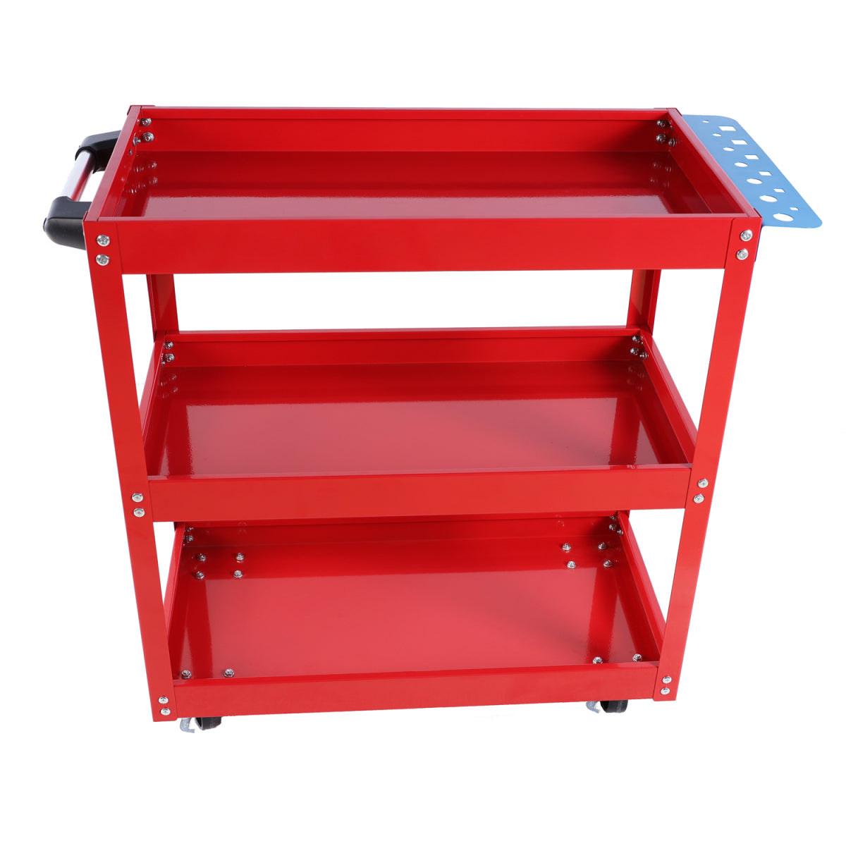 Tool Cart on Wheels, 3 Tier Rolling Mechanic Tool Cart, Heavy Duty Steel Utility Cart w/Lockable Wheels, 450 LBS Capacity Industrial Service Cart for Garage, Warehouse, Workshop (Bright Red)