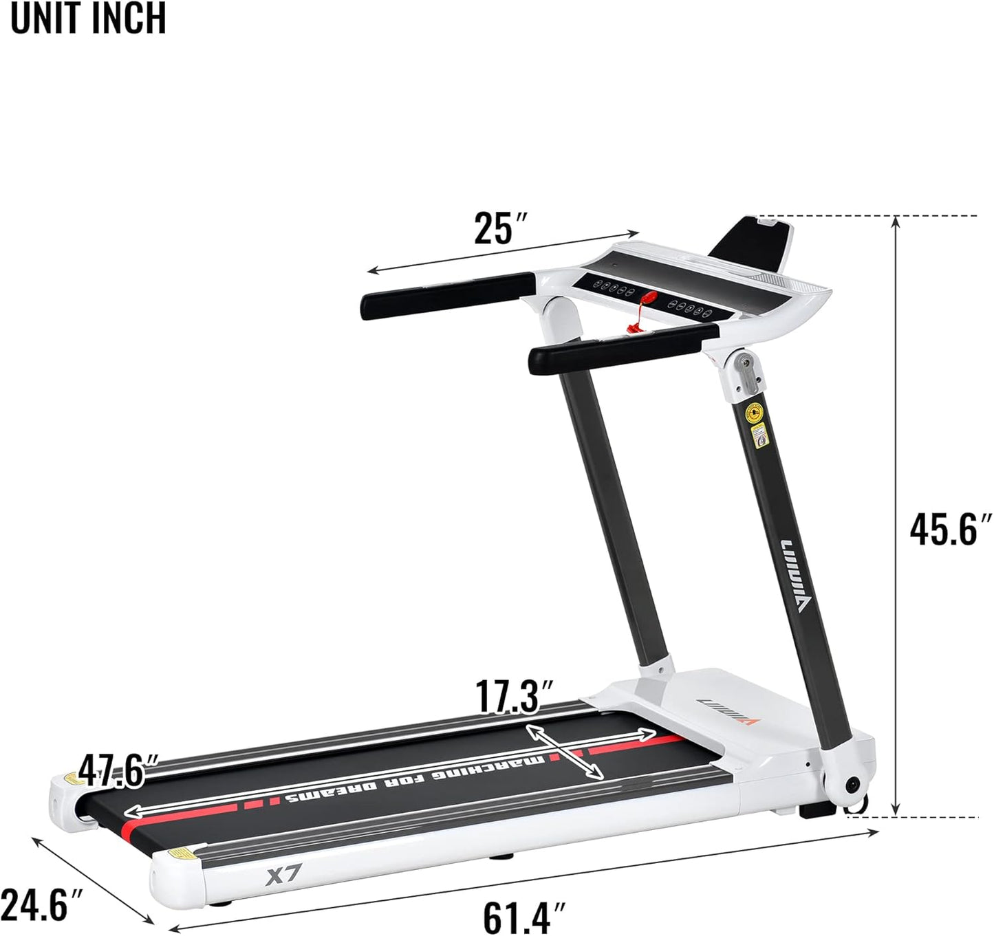 Folding Running Machine Motorised Gym 3.5HP Treadmill Medium 330lbs, Portable Compact Treadmill Foldable for Home Gym Fitness Workout Jogging Walking, Electric Power 14KM/H 2416C