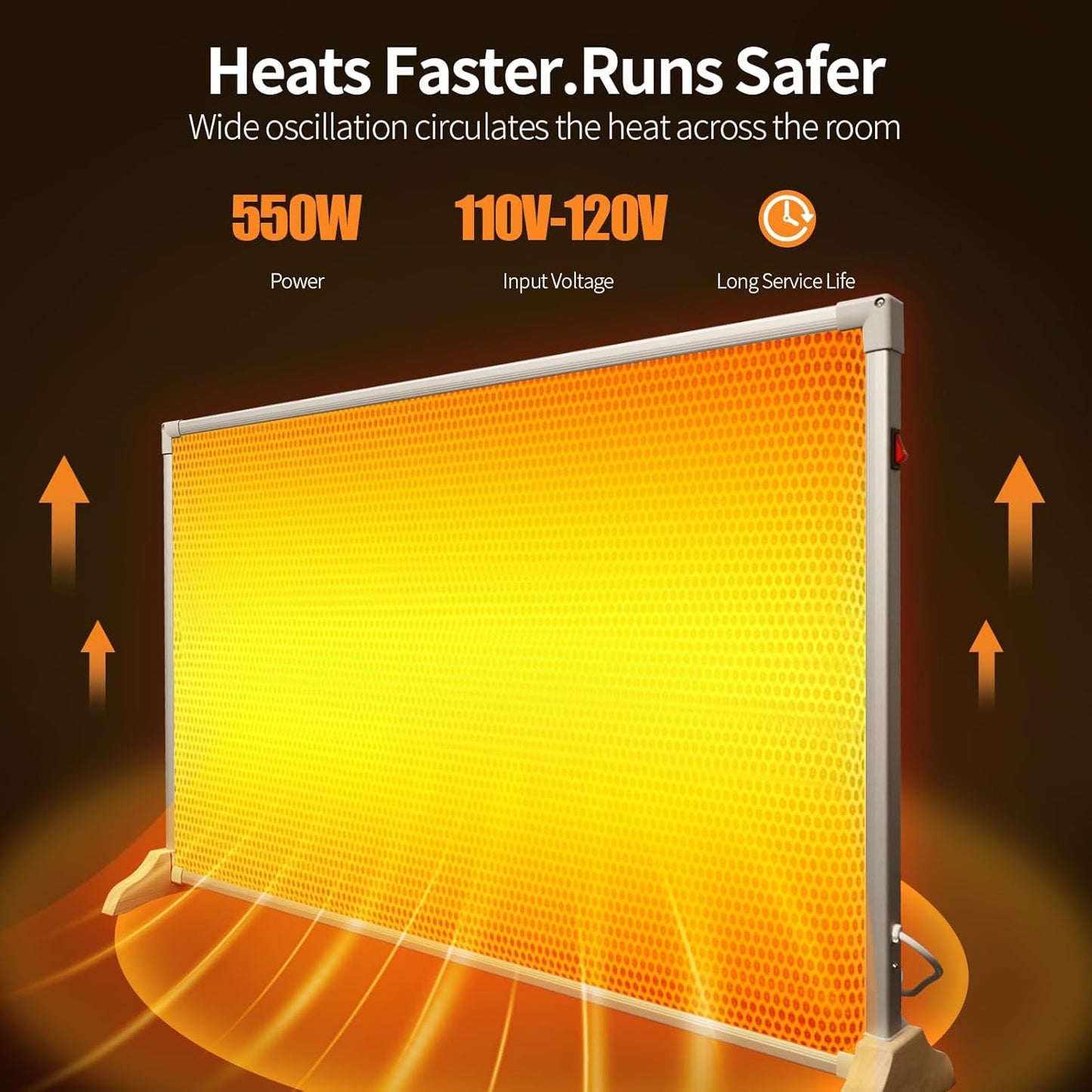 550W Graphene Wall Heater - Energy Efficient Electric Heating Panel with Adjustable Thermostat, Ultra-Thin Design, Fast Heating, Safe & Quiet Operation for Home and Office