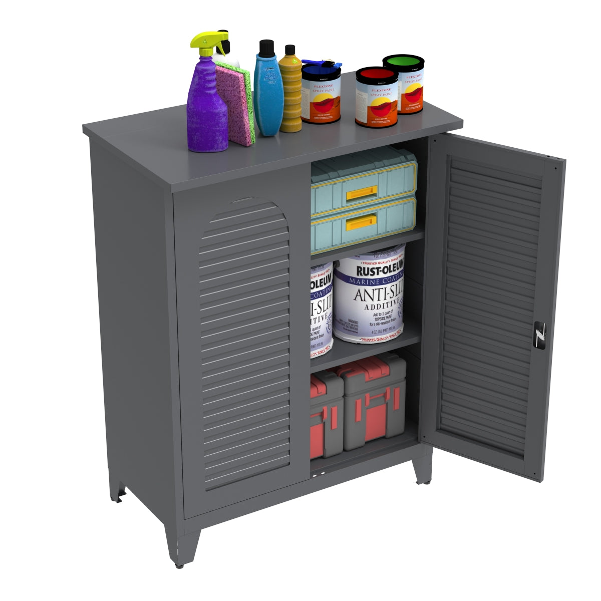 47'' Tall Metal Tool Storage Cabinet, with Ample Storage Space for Garage,Warehouse,Garden,Office, Living Room,Bathroom,Utility Room ( Slate )