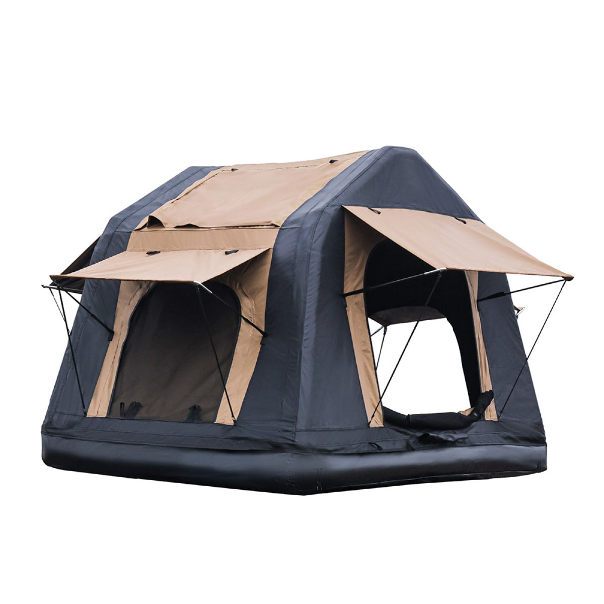 Foldable 2-3 People Amphibious Inflatable Car Roof Top Tent for camping Outdoor Glamping Camping Tent for SUV,Truck( Without Ladder, Two-tone Style, Khaki & Black)