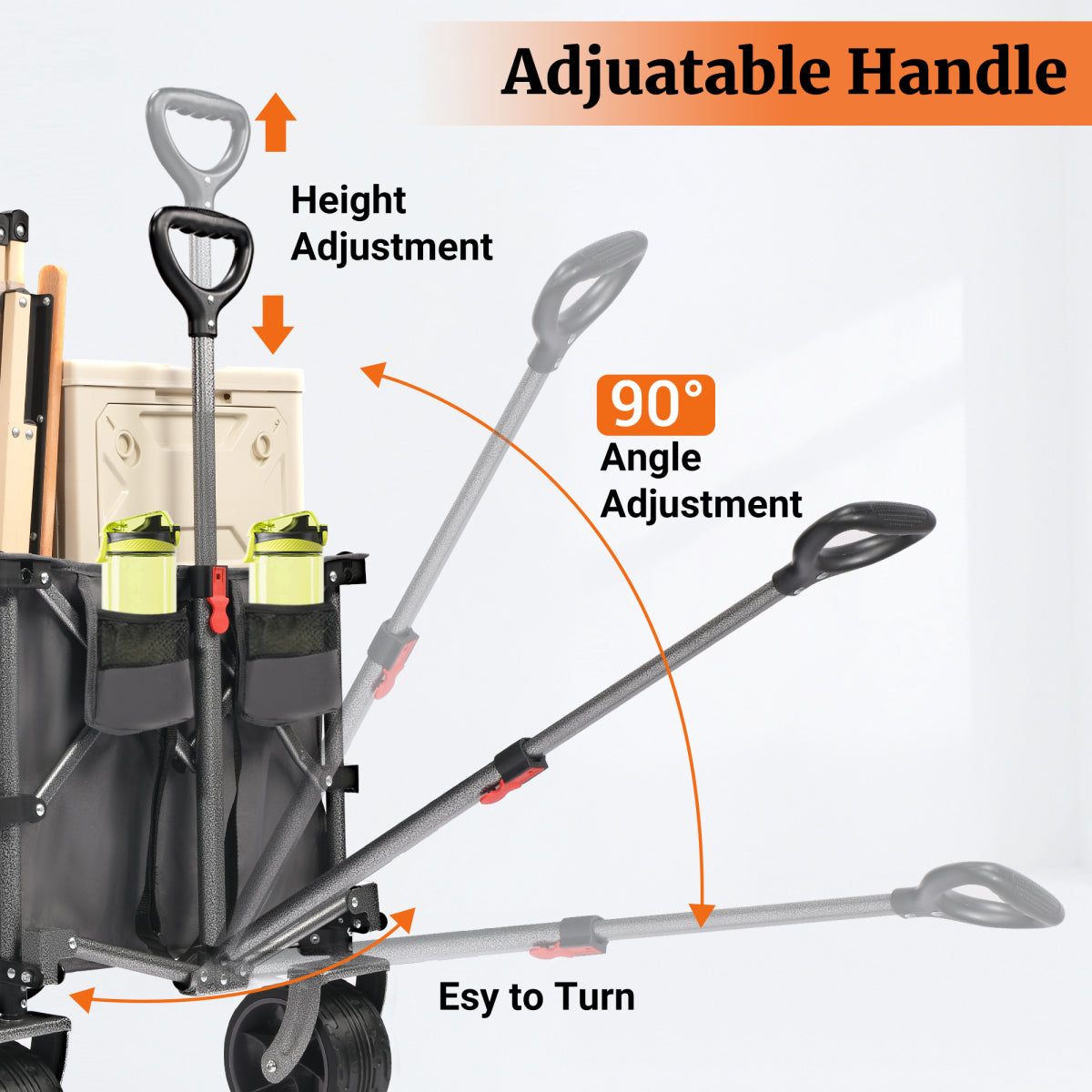 PORTABLE 400L Collapsible Wagon, Folding Wagon Cart , Beach Wagon with Big Wheels, 450LB Heavy Duty Foldable Wagon, Large Capacity Wagon for Camping, Sports, Garden, Baseball