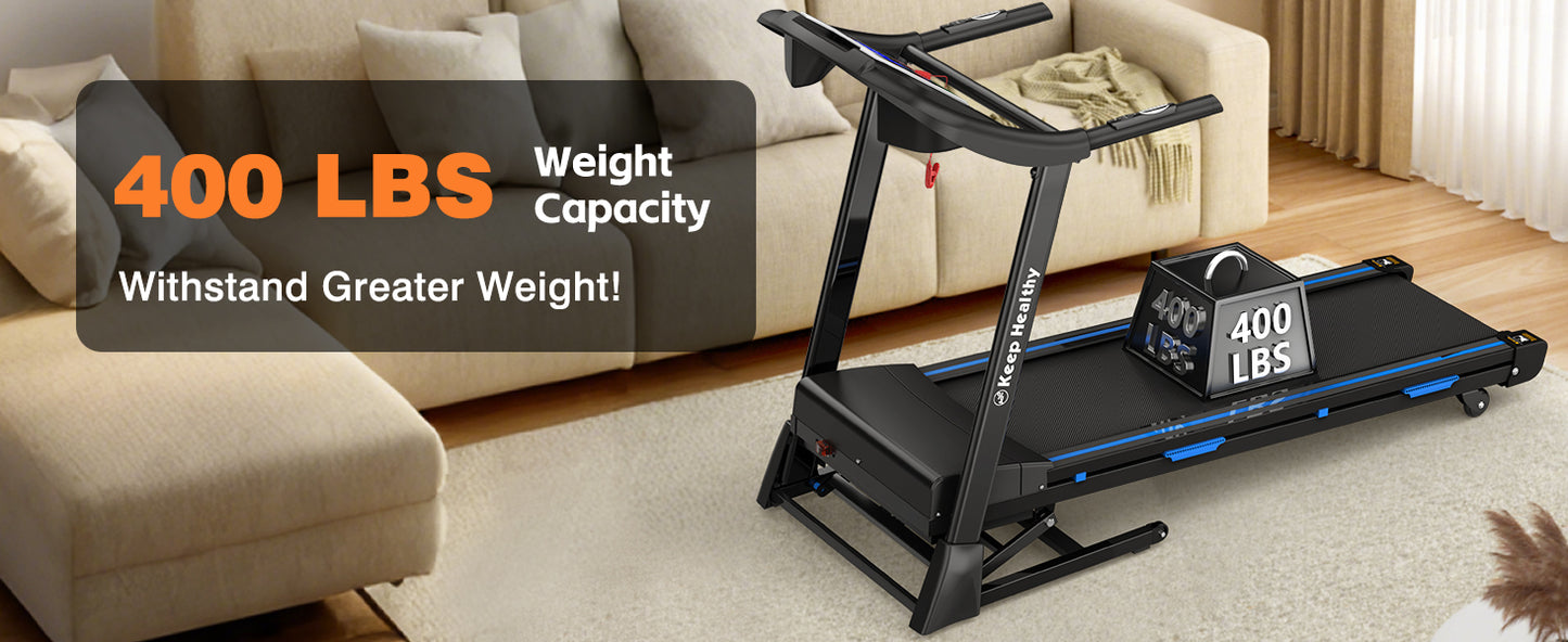 FYC Foldable Treadmill with Auto Incline (0-15°) – 3.5HP Quiet Motor, 400 lb Capacity, Bluetooth Speakers, APP Control, Shock Absorption, LCD Display & Heart Rate Monitor – Folding Treadmill for Home
