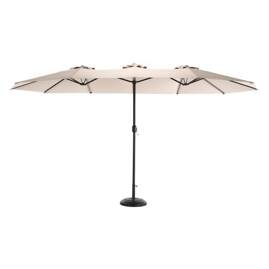 14.8 Ft Double Sided Outdoor Umbrella Rectangular Large with Crank ( khaki )(No Base)