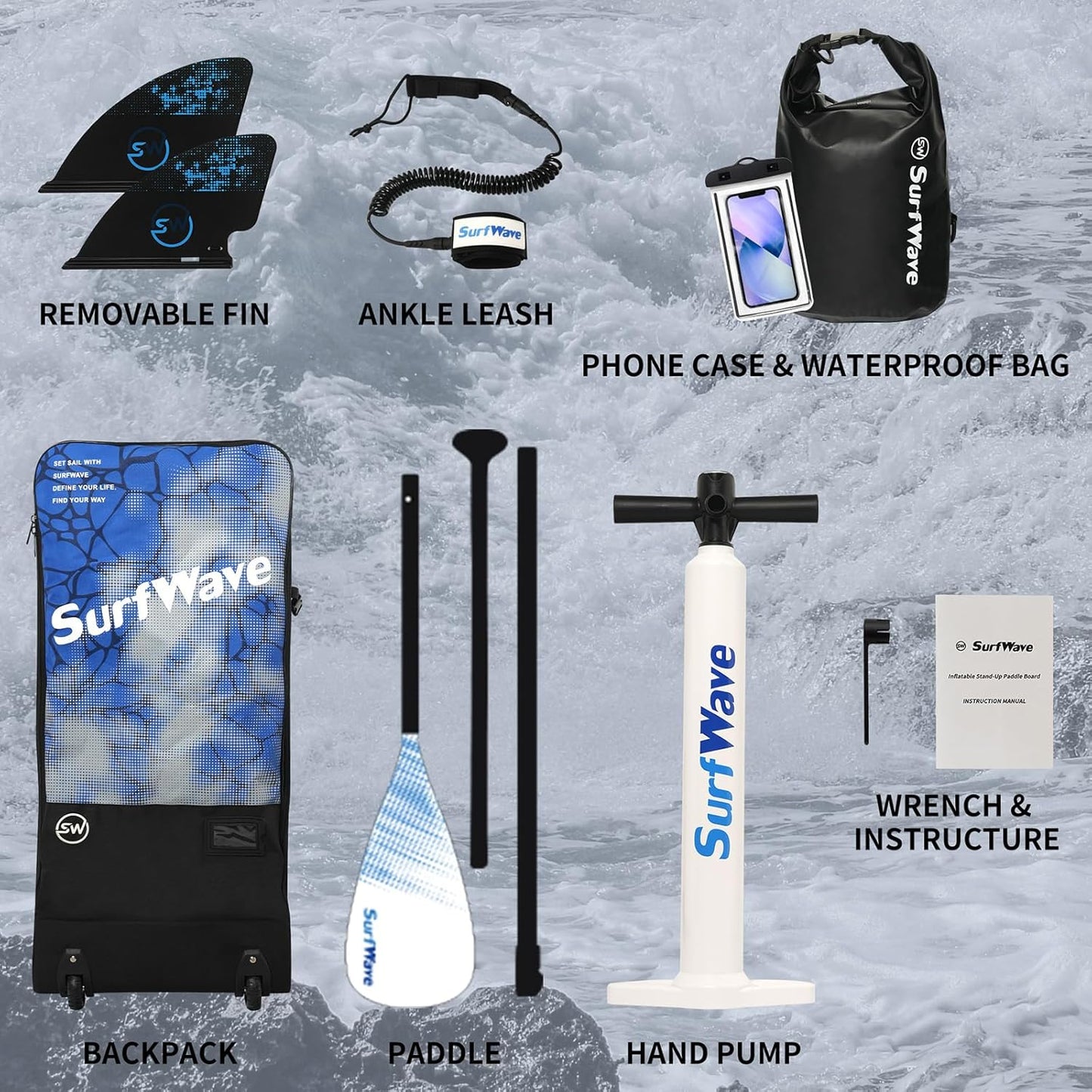 Extra Wide Inflatable Paddle Board,2-in-1 Adjustable Paddle Board for Adults,400lb Capacity Stand Up Stable Inflatable SUP, All Skill Levels,3 Detachable Fins,1 Backpack,Pump & Repair Kit