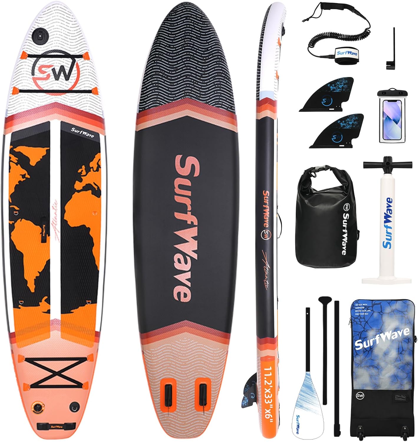 Extra Wide Inflatable Paddle Board,2-in-1 Adjustable Paddle Board for Adults,400lb Capacity Stand Up Stable Inflatable SUP, All Skill Levels,3 Detachable Fins,1 Backpack,Pump & Repair Kit