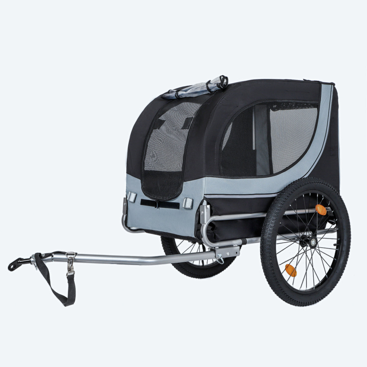 Large Folding Bike Trailer for Dogs – 100LB Capacity All-Terrain Pet Carrier, Durable Steel Frame for Cycling, Jogging, Camping & Outdoor Adventures, Black- Grey 20 1/8 width fat tire,extra mat inside