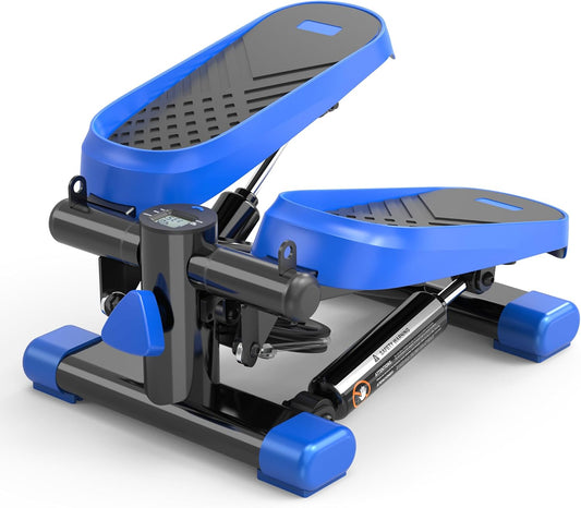 Mini Stepper for Exercise at Home, Portable Stair Stepper with Resistance Bands, 330LBS Capacity Stair Step Workout Machine with LCD Monitor for Fullbody Cardio Workout