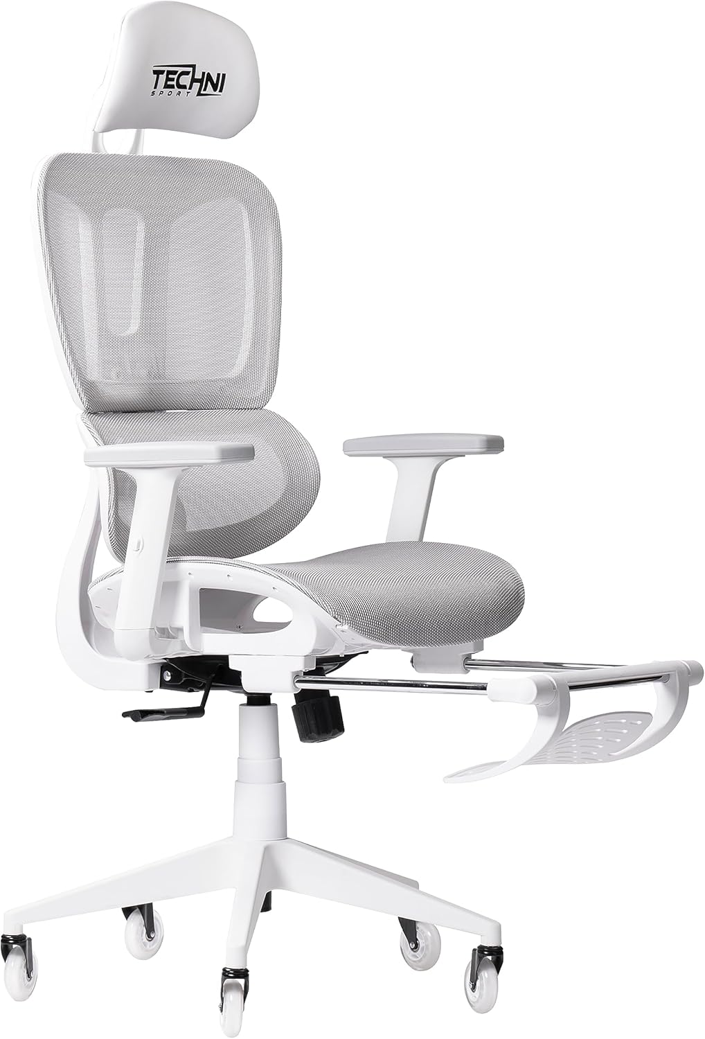 Ergonomic Mesh Gaming Chairs with Footrest 350 Lbs, High Back Breathable Office Chair,Comfy Adjustable Office Desk Chair with Lumbar Support for Adults,Cute Reclining Gamer Swivel Chairs,Whitegray
