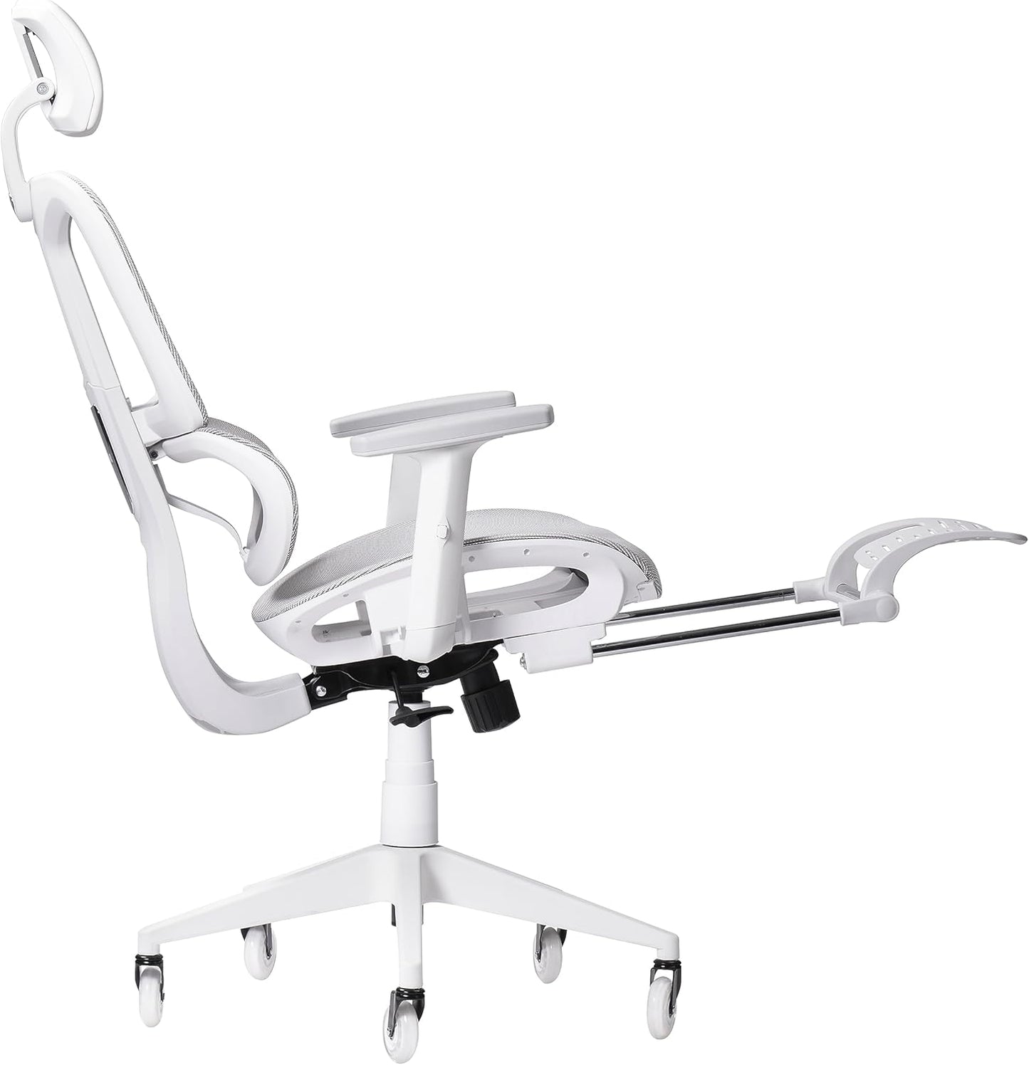 Ergonomic Mesh Gaming Chairs with Footrest 350 Lbs, High Back Breathable Office Chair,Comfy Adjustable Office Desk Chair with Lumbar Support for Adults,Cute Reclining Gamer Swivel Chairs,Whitegray