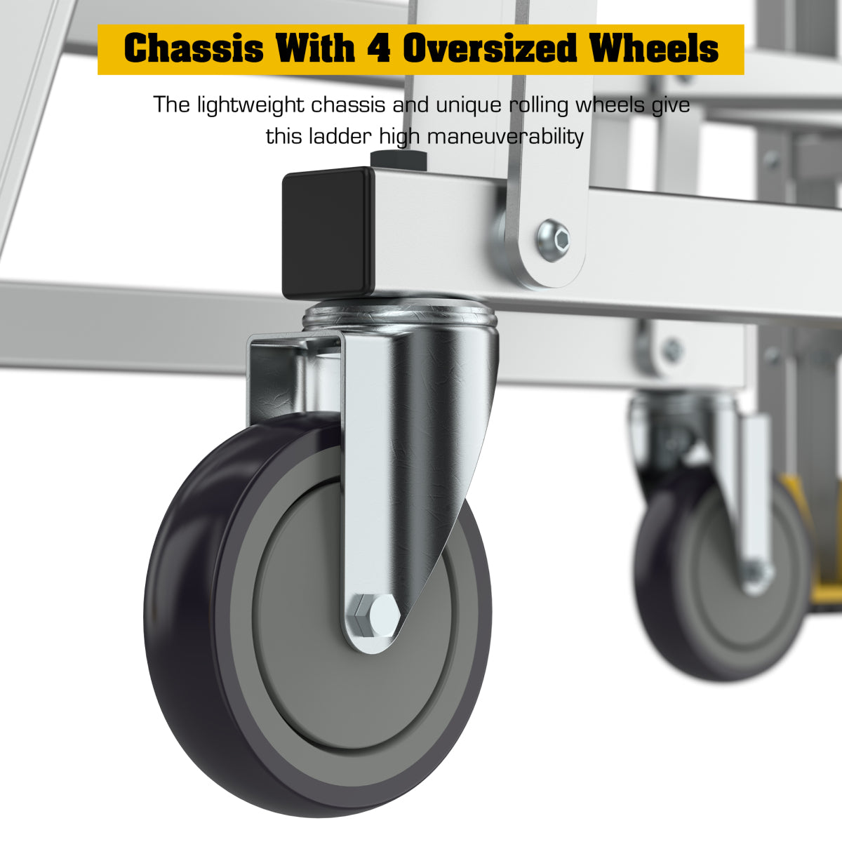 6 Step 375lbs Aluminum Rolling Platform Ladder