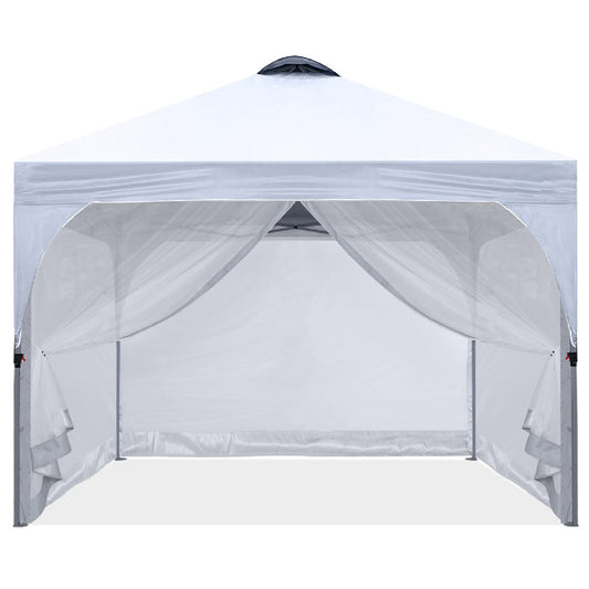 BDGEM 10x10 Compact Pop-up Canopy Tent With Vented Top and Mesh Walls
