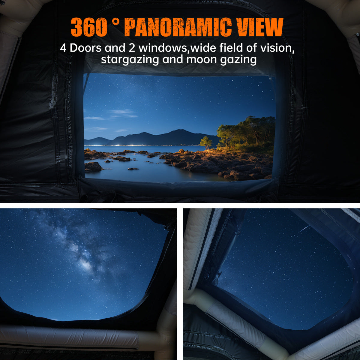 Foldable 2-3 People Amphibious Inflatable Car Roof Top Tent for camping Outdoor Glamping Camping Tent for SUV,Truck( Without Ladder, Two-tone Style, Khaki & Black)