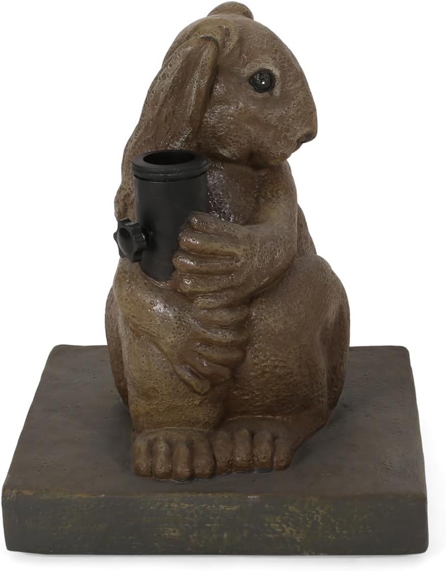 Rabbit Umbrella Base - Lightweight Concrete with Resin Finish, 13.5x13.5x16.25 Inches, Sturdy & Stylish Patio Support for Outdoor Umbrellas