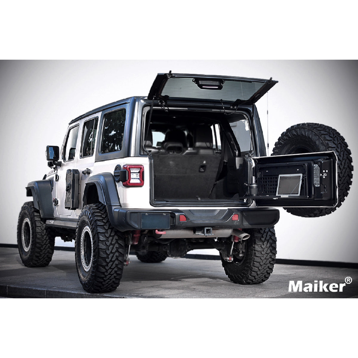 2-Tier Tailgate Table Rear Foldable Storage Cargo Rack Outdoor Camping Desk for 2007-2022 Jeep Wrangler JK&JL 4 Door (Not Fit JK Models with Stock Subwoofer)