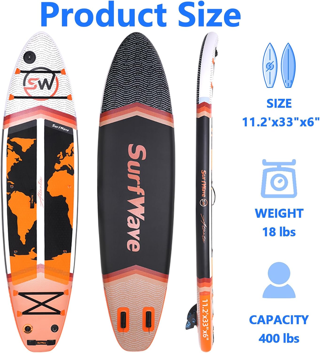 Extra Wide Inflatable Paddle Board,2-in-1 Adjustable Paddle Board for Adults,400lb Capacity Stand Up Stable Inflatable SUP, All Skill Levels,3 Detachable Fins,1 Backpack,Pump & Repair Kit