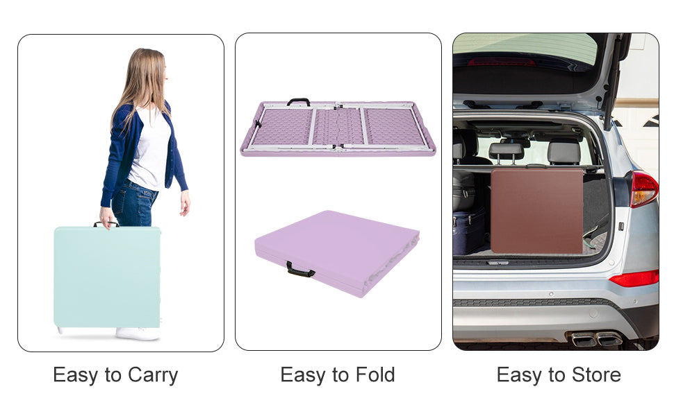 6 FT Folding Table with Carry Handle, Portable Fold-in-Half Plastic Table, Rectangle Foldable Table for Indoor/Outdoor Black