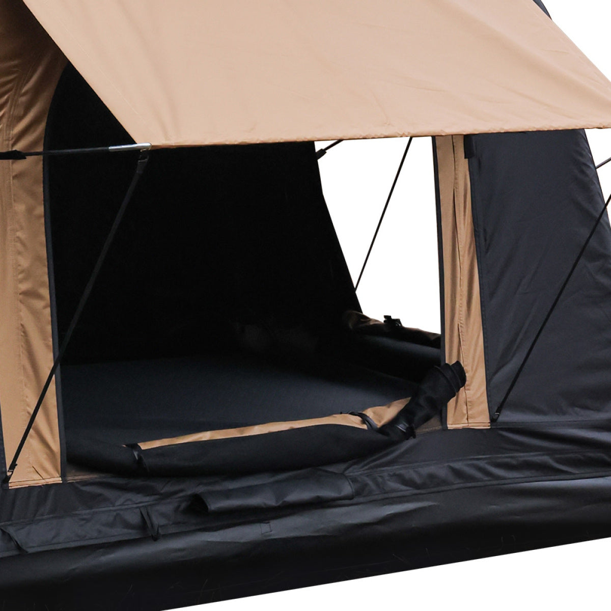 Foldable 2-3 People Amphibious Inflatable Car Roof Top Tent for camping Outdoor Glamping Camping Tent for SUV,Truck( Without Ladder, Two-tone Style, Khaki & Black)