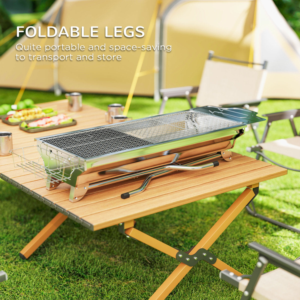 Folding Charcoal BBQ Grill,Portable Charcoal Barbecue Grill,Camp Picnic Cooker