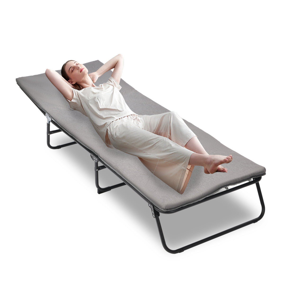 Folding Camping Cot for Adults,  5-Angle Adjustable Camping Cot Heavy Duty Outdoor Bed with Carry Bag,1200 D Layer Oxford Travel Camp Cots