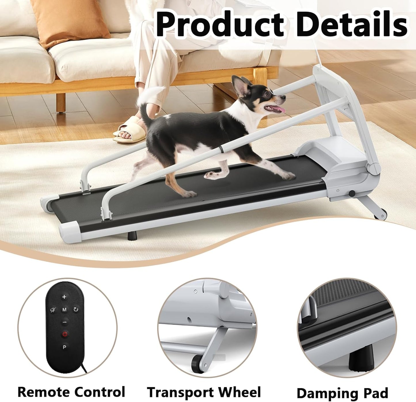 Dog Treadmill for Small and Medium Dogs, Pet Running Machine, Dog Indoor Pacer Treadmill with Remote Control, Dog Pacer Training Pad with LCD Display Screen and Remote