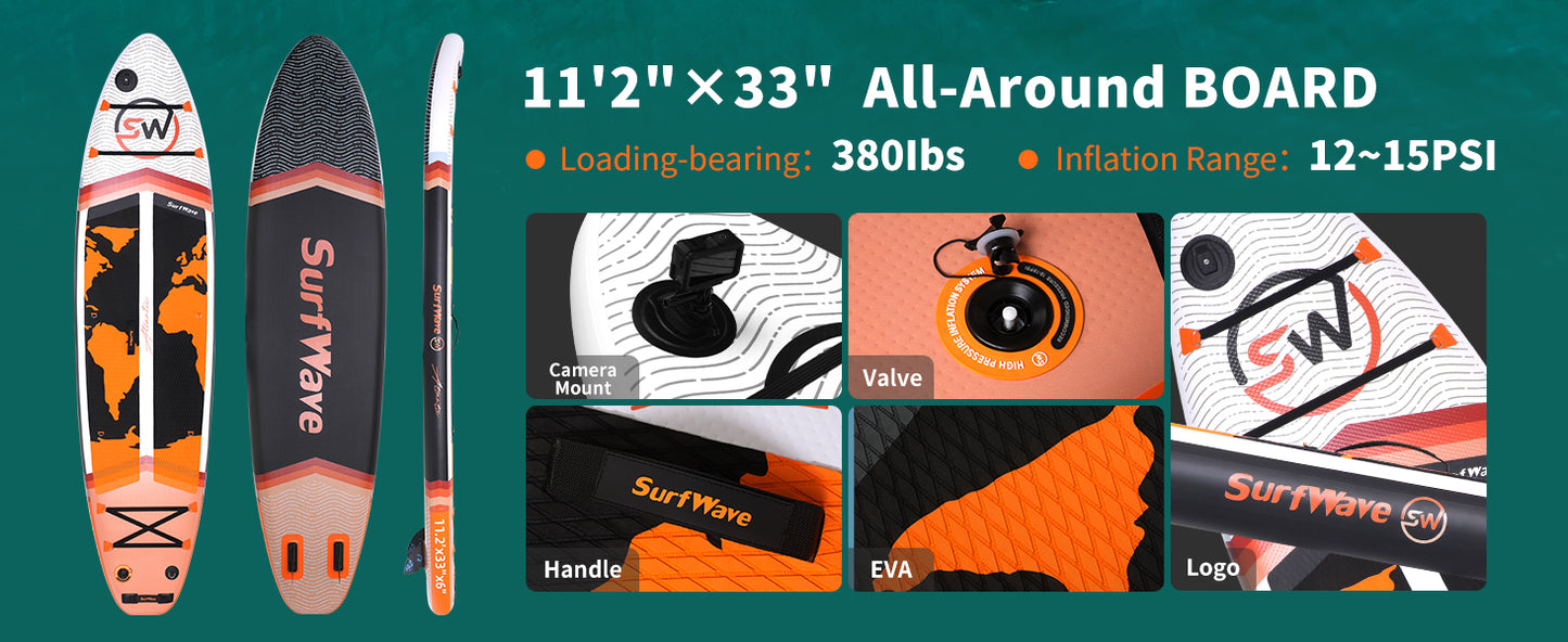 Inflatable Stand Up Paddle Board 11'x34"x6" With Accessories