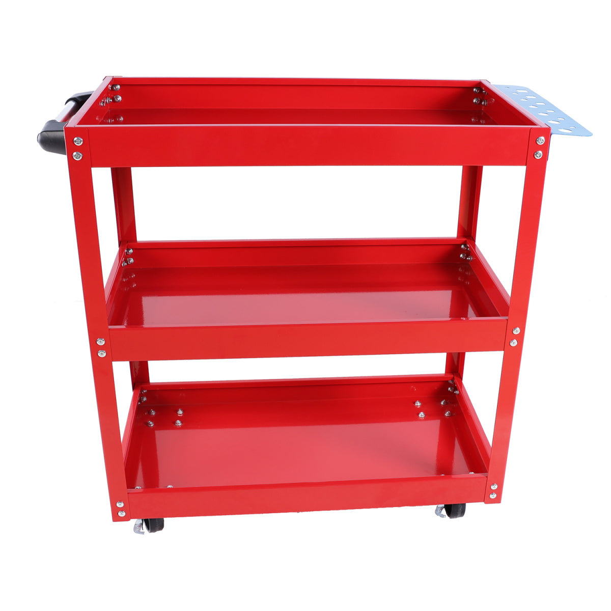 Tool Cart on Wheels, 3 Tier Rolling Mechanic Tool Cart, Heavy Duty Steel Utility Cart w/Lockable Wheels, 450 LBS Capacity Industrial Service Cart for Garage, Warehouse, Workshop (Bright Red)