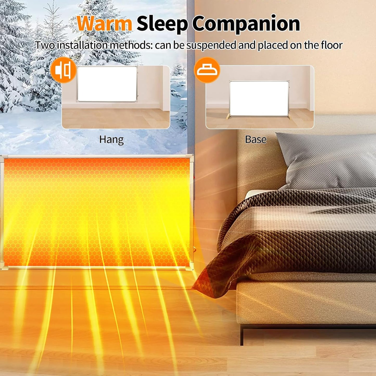550W Graphene Wall Heater - Energy Efficient Electric Heating Panel with Adjustable Thermostat, Ultra-Thin Design, Fast Heating, Safe & Quiet Operation for Home and Office