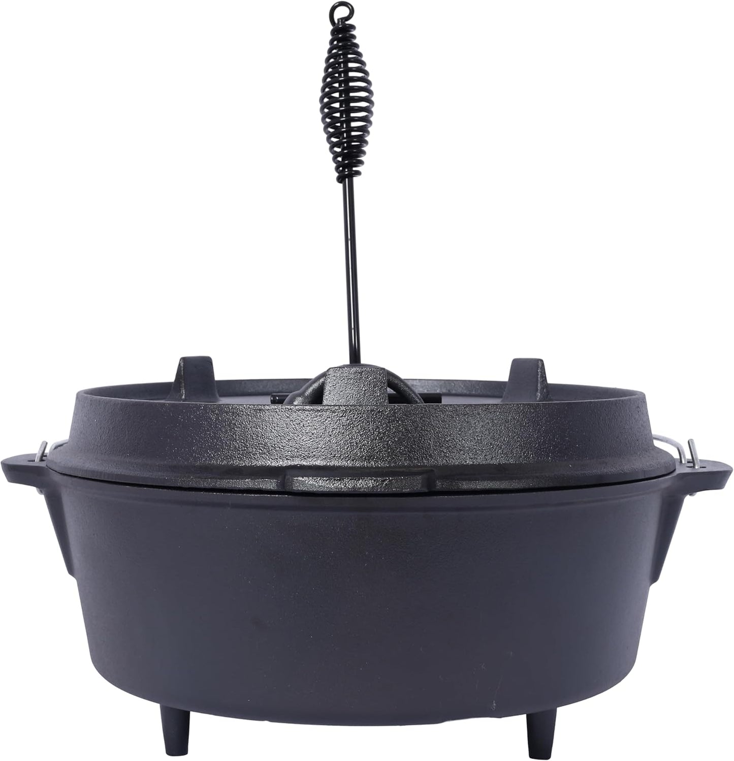 Pre-Seasoned Cast Iron Dutch Oven with Skillet Lid for Camping Outdoor Cooking BBQ Baking 12 Quart Versatile Design Easy Carry Handle Safety Features Ideal for Family Gatherings