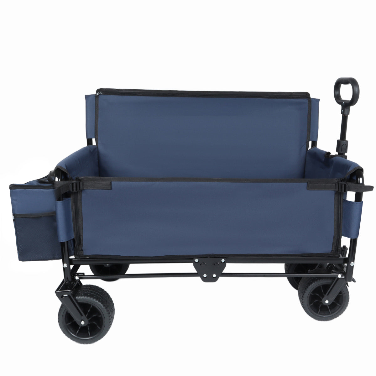 3-in-1 Folding Wagon Cart with Bench Seat & Storage, patent protection- Includes 1 ice pack, 500lbs Heavy-Duty, 180L Capacity All-Terrain Wheels for Camping, Beach, Sports, Garden, dark blue