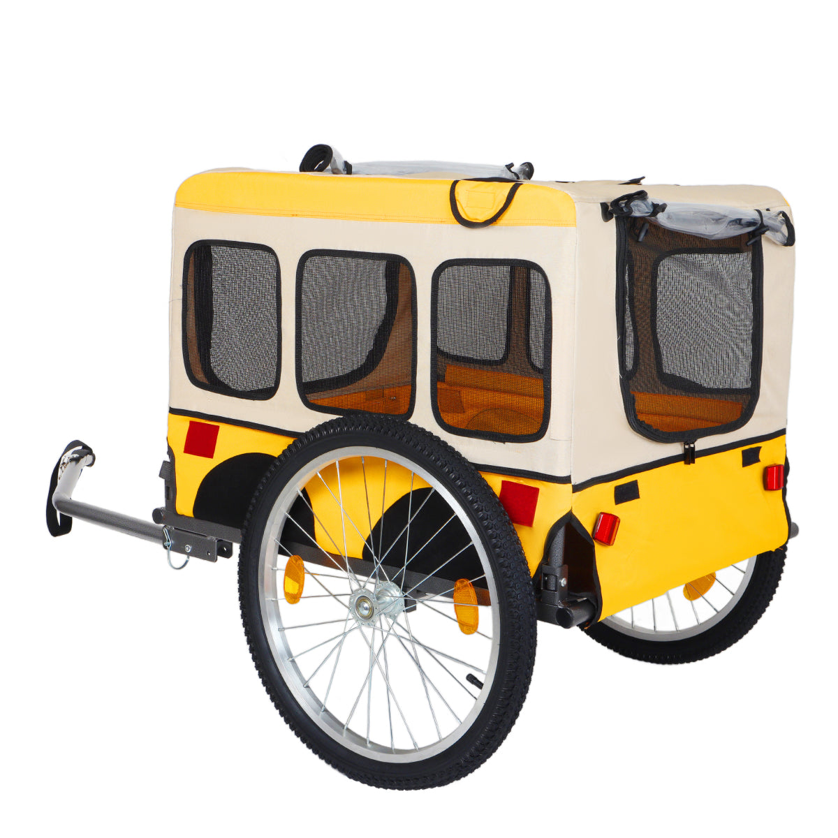 Large Folding Bike Trailer for Dogs – Heavy-Duty Steel Frame, Spacious Design with 20-Inch Wheels for All-Terrain Cycling, Jogging & Camping Adventure extra fat width 20-1/8in wheel