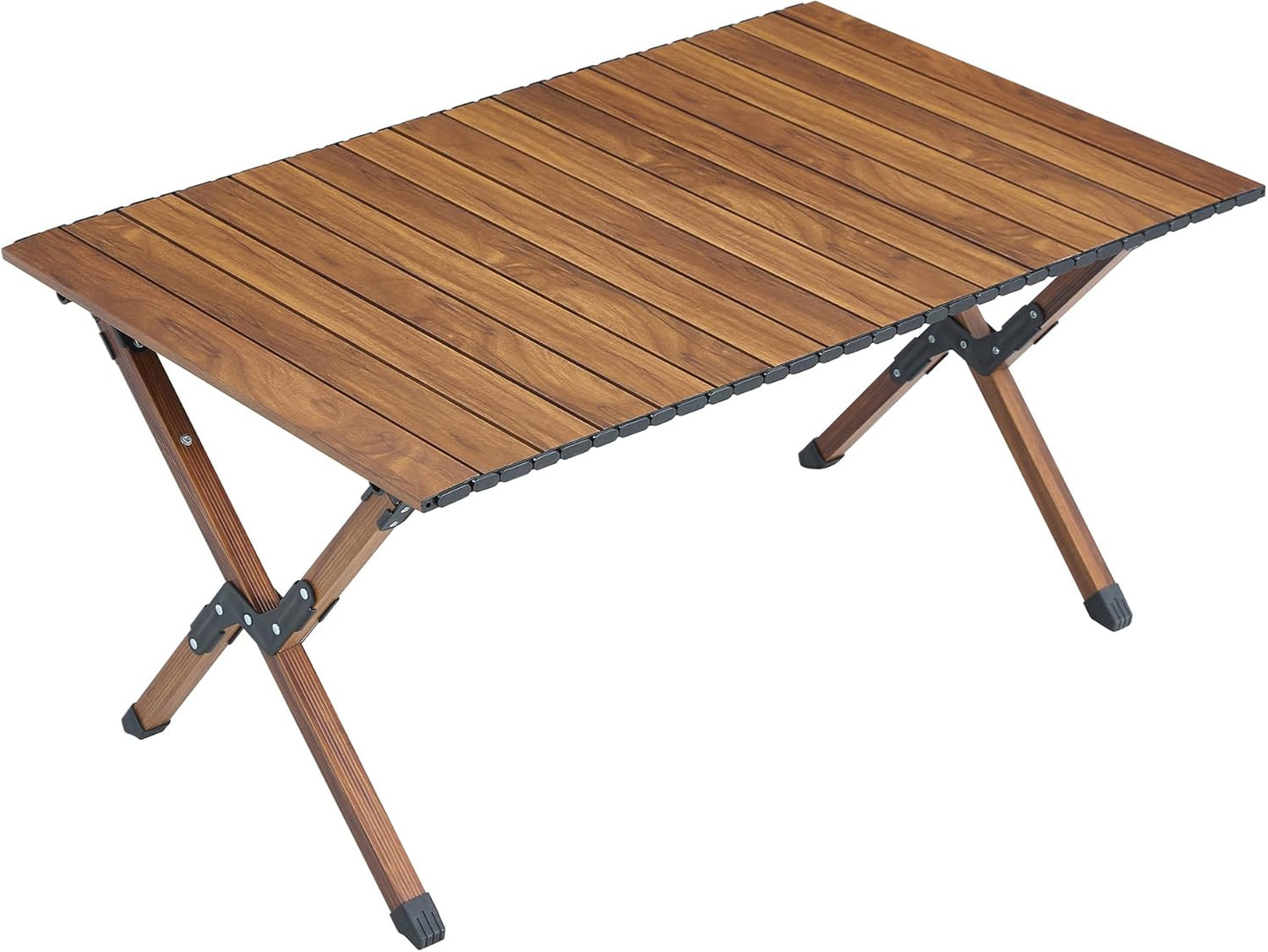 1-Piece Folding Outdoor Table,Lightweight Aluminum Roll-up Rectangular Table for Indoor, Outdoor Camping, Picnics,Beach,Backyard, BBQ, Party, Patio, Brown