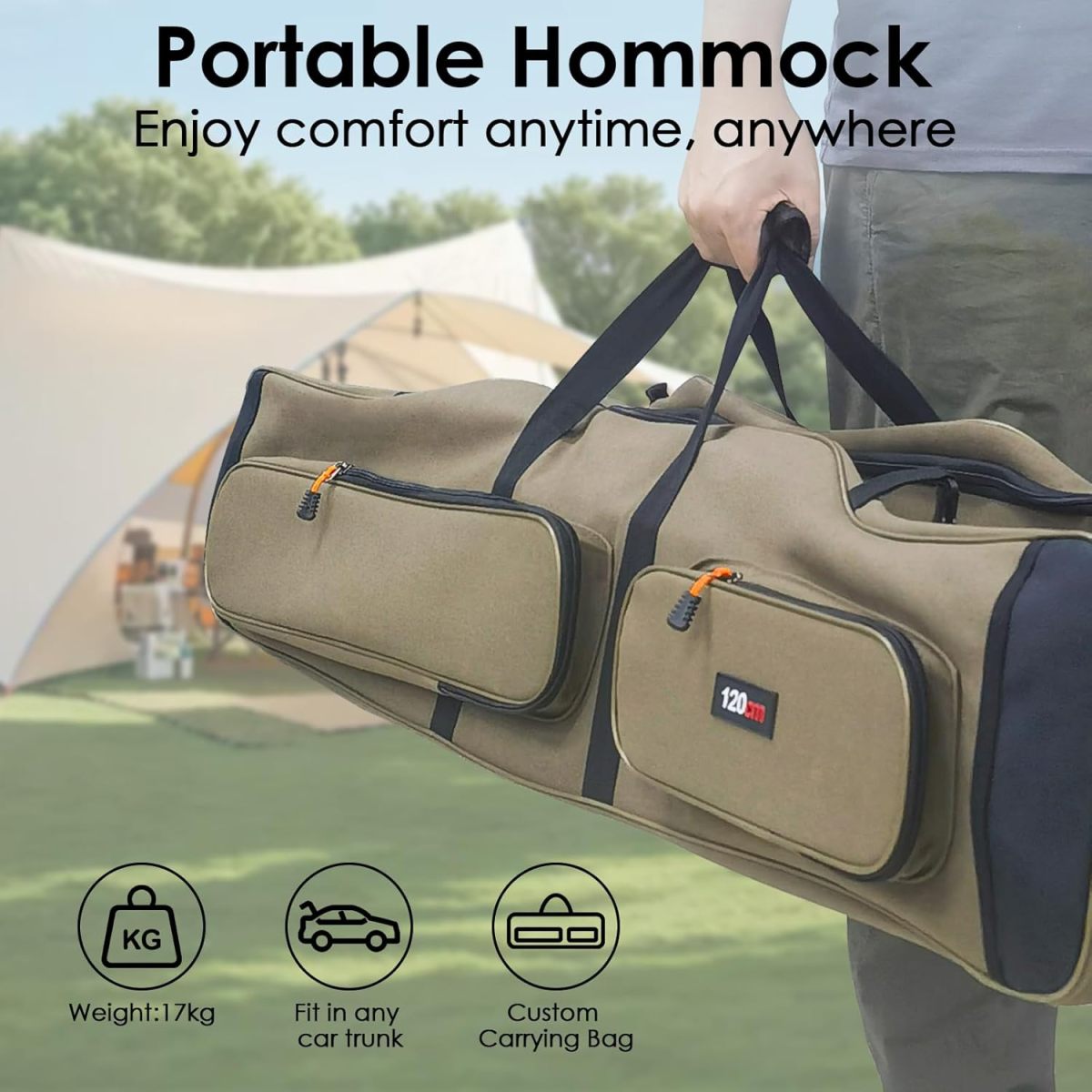 Portable Outdoor/Garden Hammock with Quick-Fold Stand, Adjustable Sunshade, and Storage Bag Adult/Child Hammock Chair Heavy-Duty Hammock Suitable for Camping, Home Gardens, Hotels, Outdoors, Beaches,