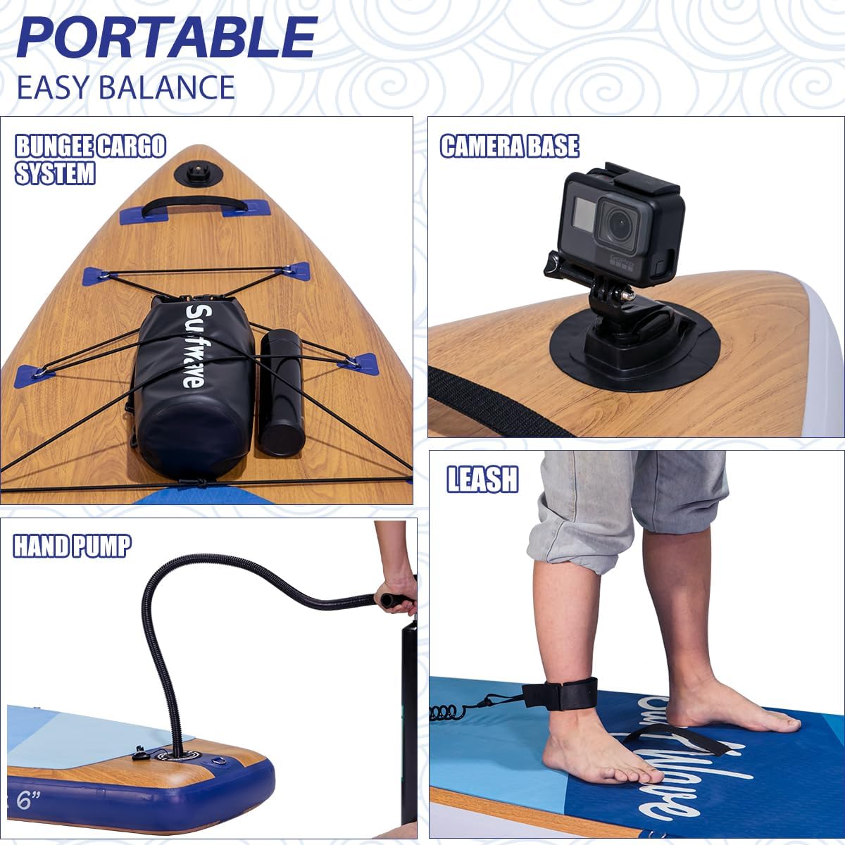 11'x34 x6 Inflatable Stand Up Paddle Board with Accessories, All-Round SUP for Beginners, Multi-Water Touring & Beach Outdoor Water Sports, Non-Slip Deck, Portable PVC Board for Kayaking & Surfing