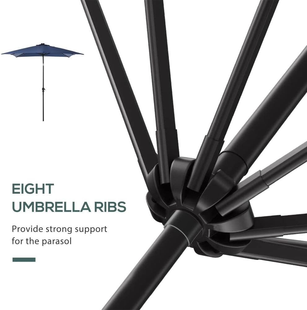 Solar-Powered LED Patio Umbrella with Tilt Function and Crank Lift for Outdoor Deck, Poolside, Garden, and Backyard Use