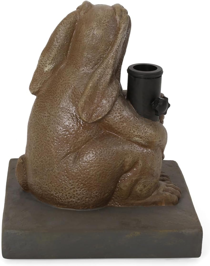 Rabbit Umbrella Base - Lightweight Concrete with Resin Finish, 13.5x13.5x16.25 Inches, Sturdy & Stylish Patio Support for Outdoor Umbrellas