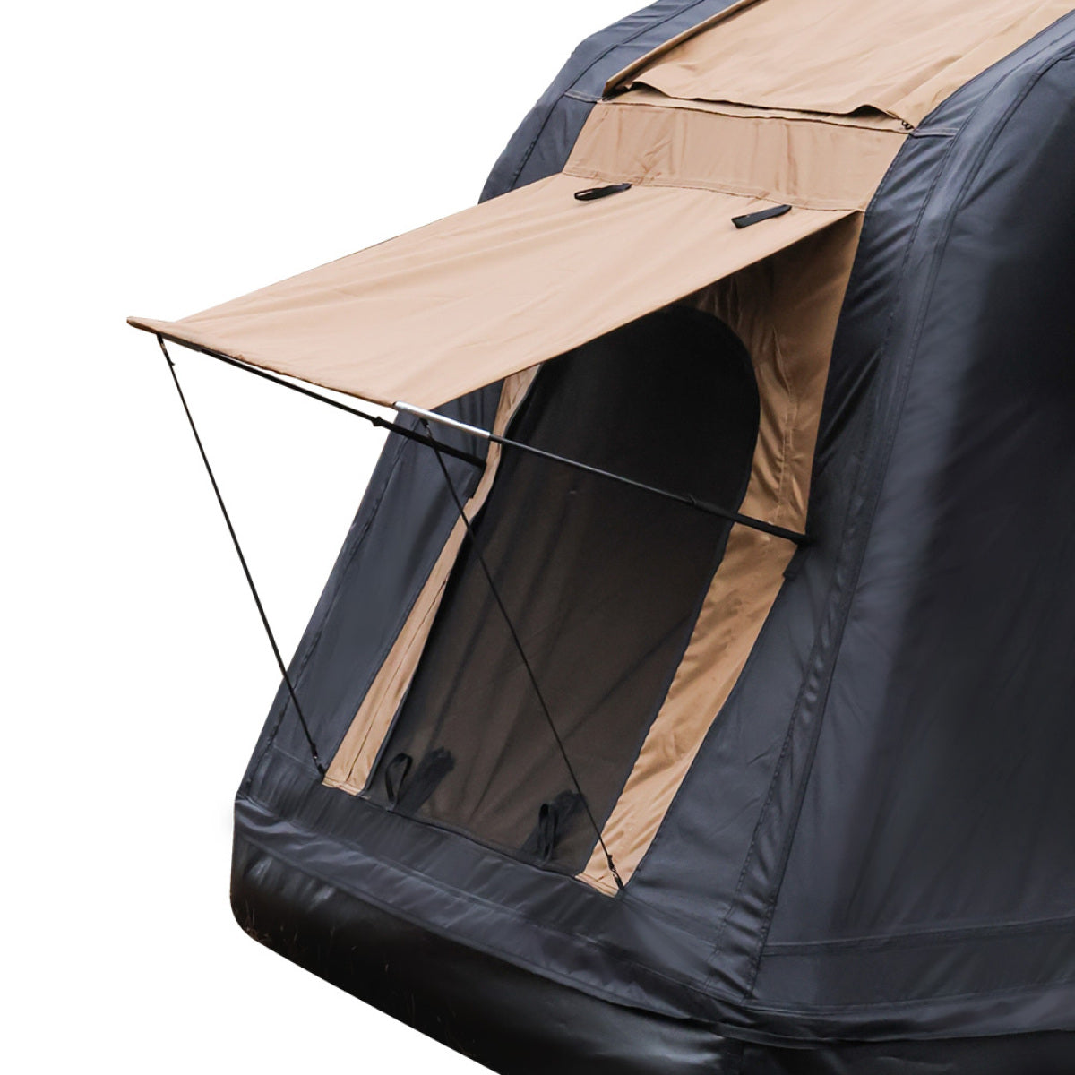 Foldable 2-3 People Amphibious Inflatable Car Roof Top Tent for camping Outdoor Glamping Camping Tent for SUV,Truck( Without Ladder, Two-tone Style, Khaki & Black)
