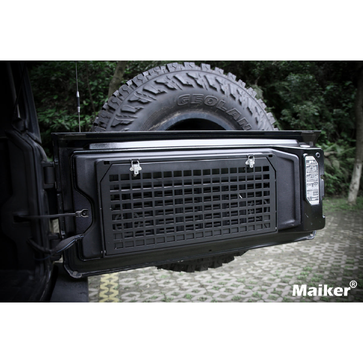 2-Tier Tailgate Table Rear Foldable Storage Cargo Rack Outdoor Camping Desk for 2007-2022 Jeep Wrangler JK&JL 4 Door (Not Fit JK Models with Stock Subwoofer)