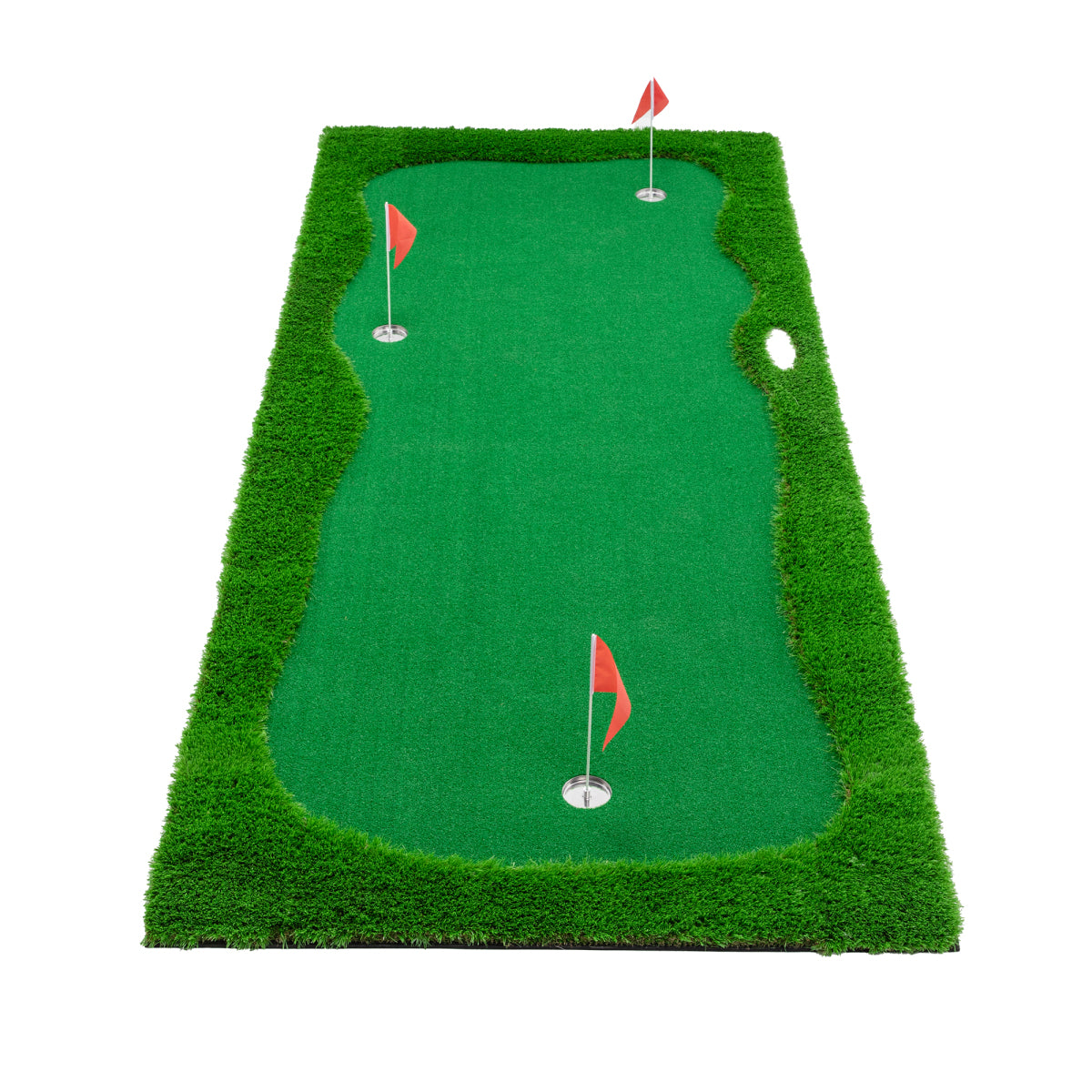 12x5 FT Golf Putting Green, Golf Training Mat with High-quality Turf, 3 Holes, 3 Flags and Cups for Indoor Outdoor